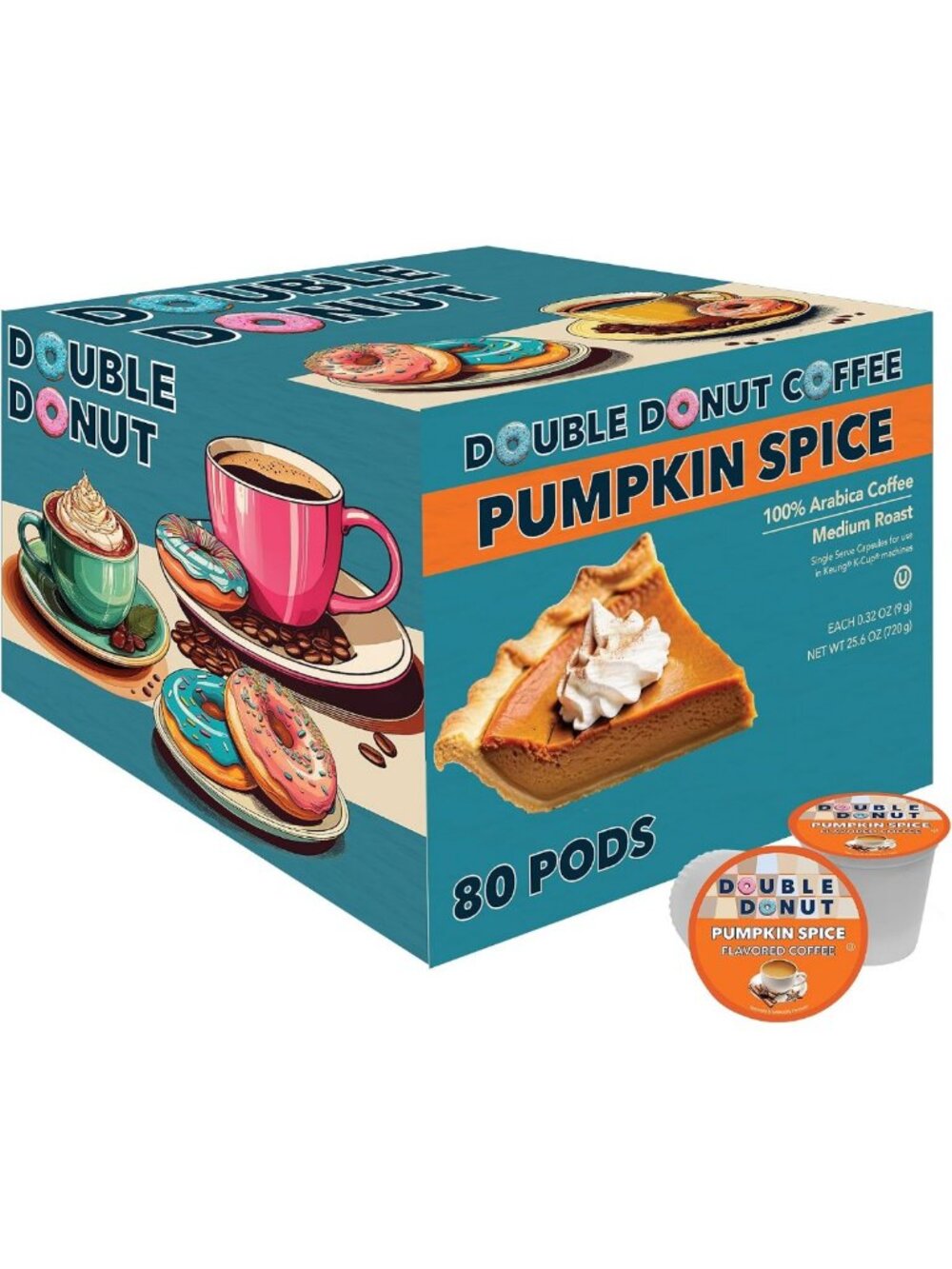 Pumpkin Spice Coffee Pods for Keurig, Medium Roast, 80 Count, Single Serve Donut